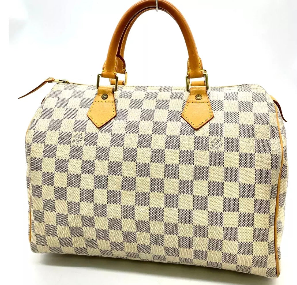 Louis Vuitton Speedy 30 Damier Azur Canvas | 2007 Vintage Top Handle Bag