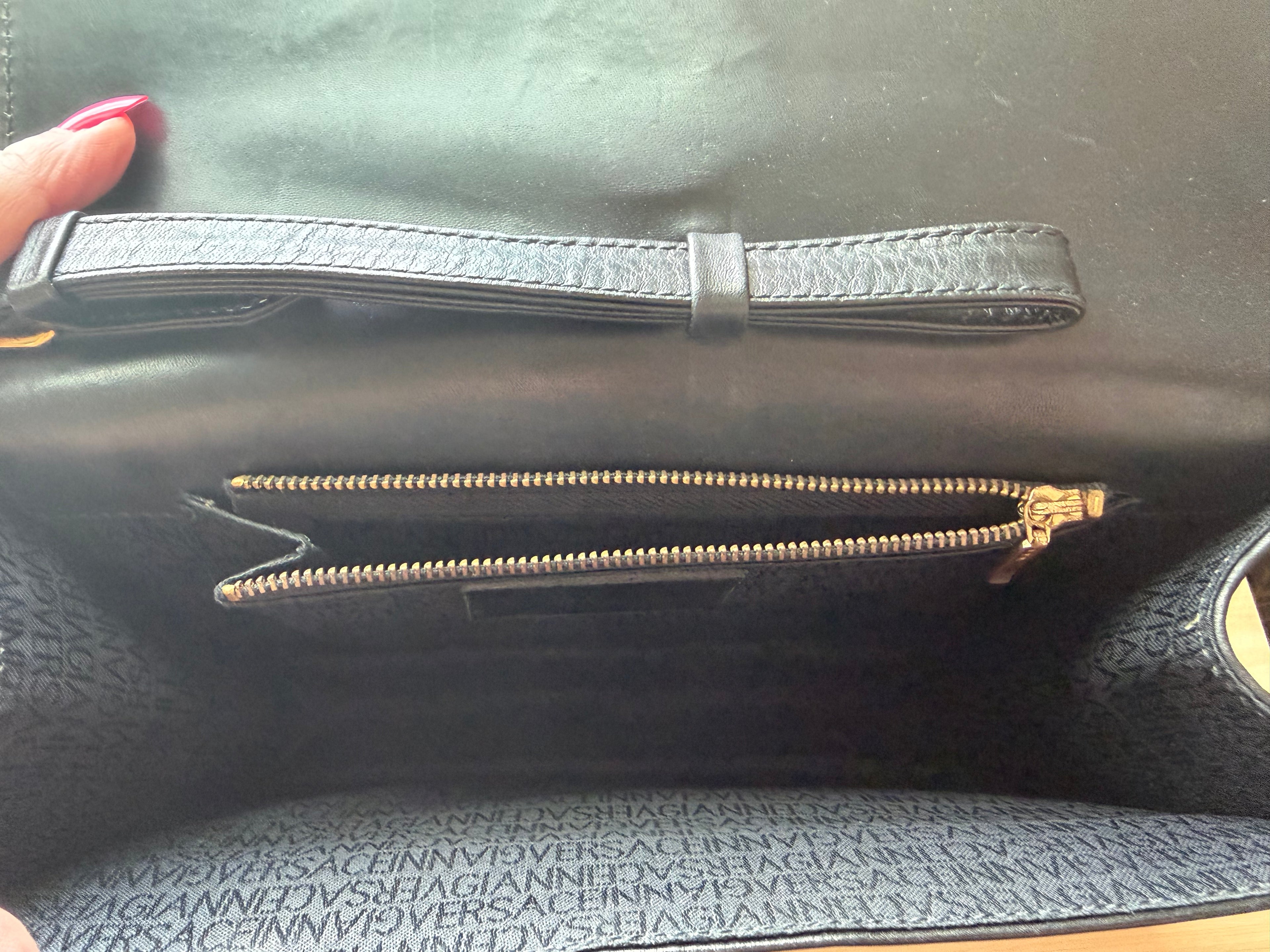 Vintage Gianni Versace Black Leather Medusa Clutch