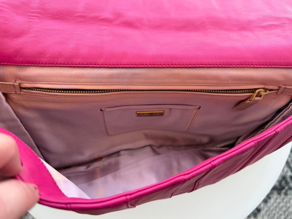 Prada Nappa Stripes Peonia Leather Clutch