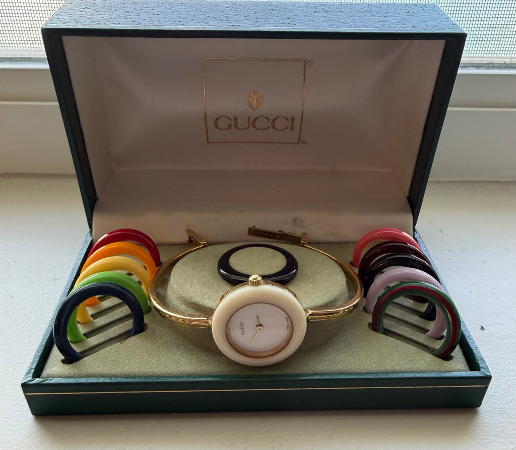 Vintage Gucci Change Bezel Watch Set | 1980s | 11 Interchangeable Bezels + Original Box