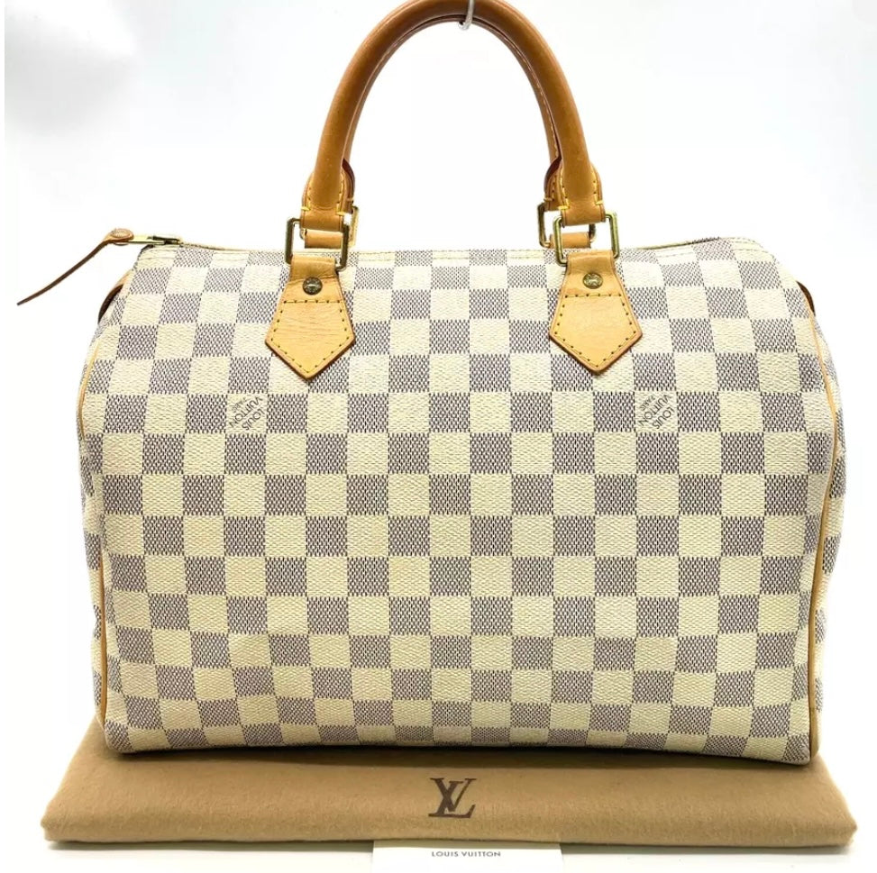 Louis Vuitton Speedy 30 Damier Azur Canvas | 2007 Vintage Top Handle Bag