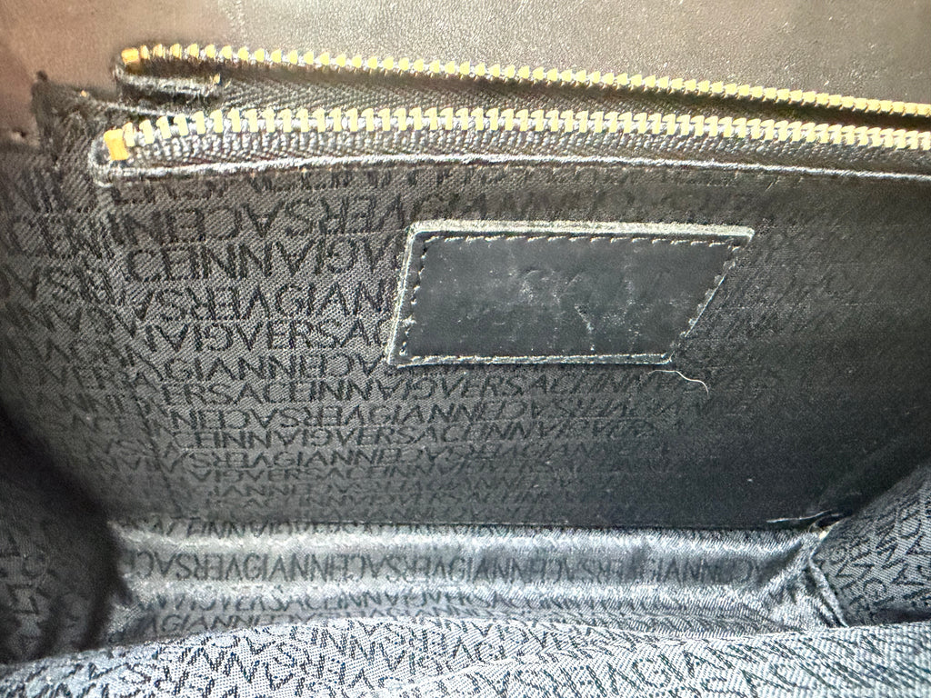 Vintage Gianni Versace Black Leather Medusa Clutch