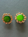 Vintage Yves Saint Laurent Green Cabochon Clip-On Earrings