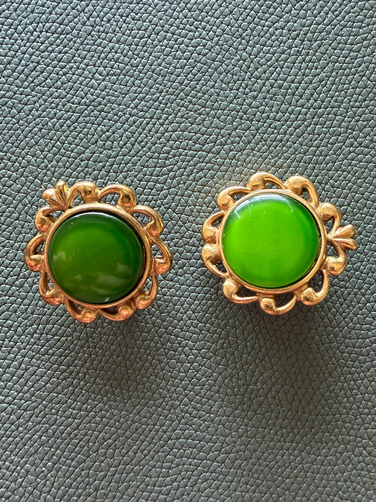 Vintage Yves Saint Laurent Green Cabochon Clip-On Earrings