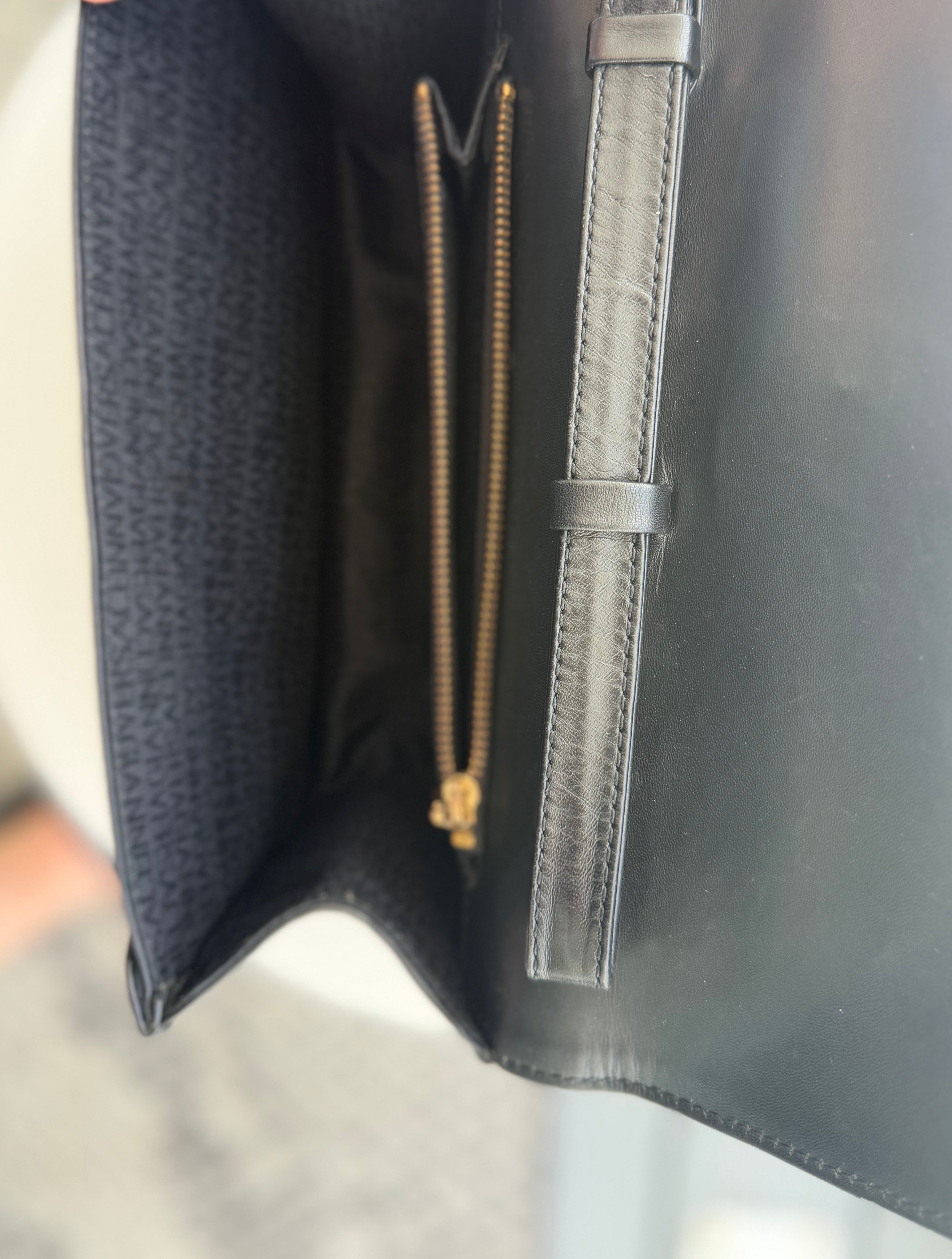 Vintage Gianni Versace Black Leather Medusa Clutch