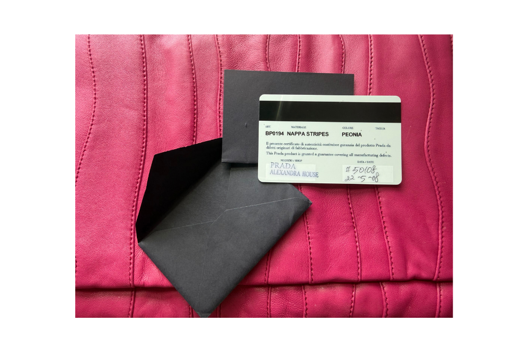 Prada Nappa Stripes Peonia Leather Clutch