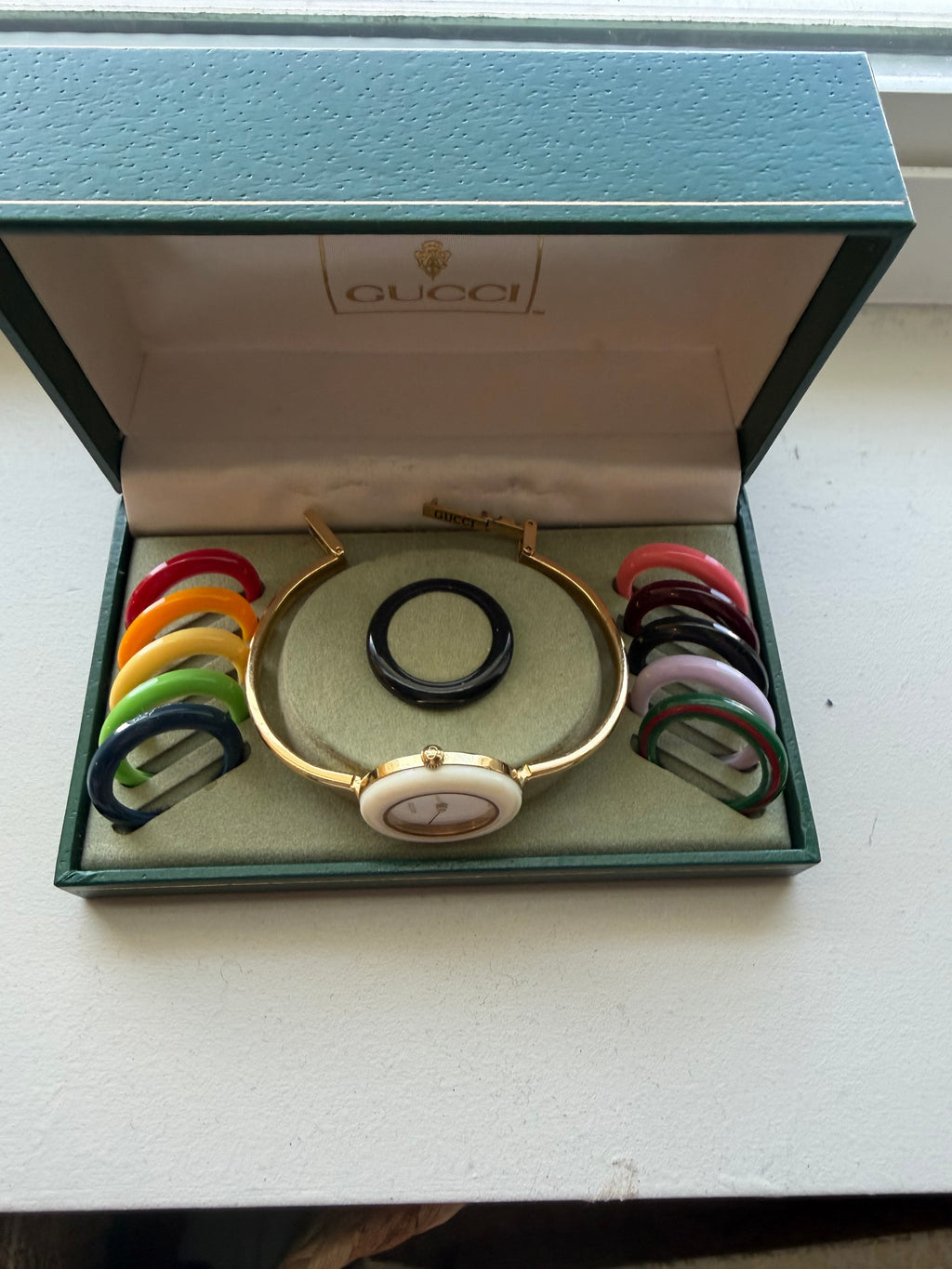 Vintage Gucci Change Bezel Watch Set | 1980s | 11 Interchangeable Bezels + Original Box