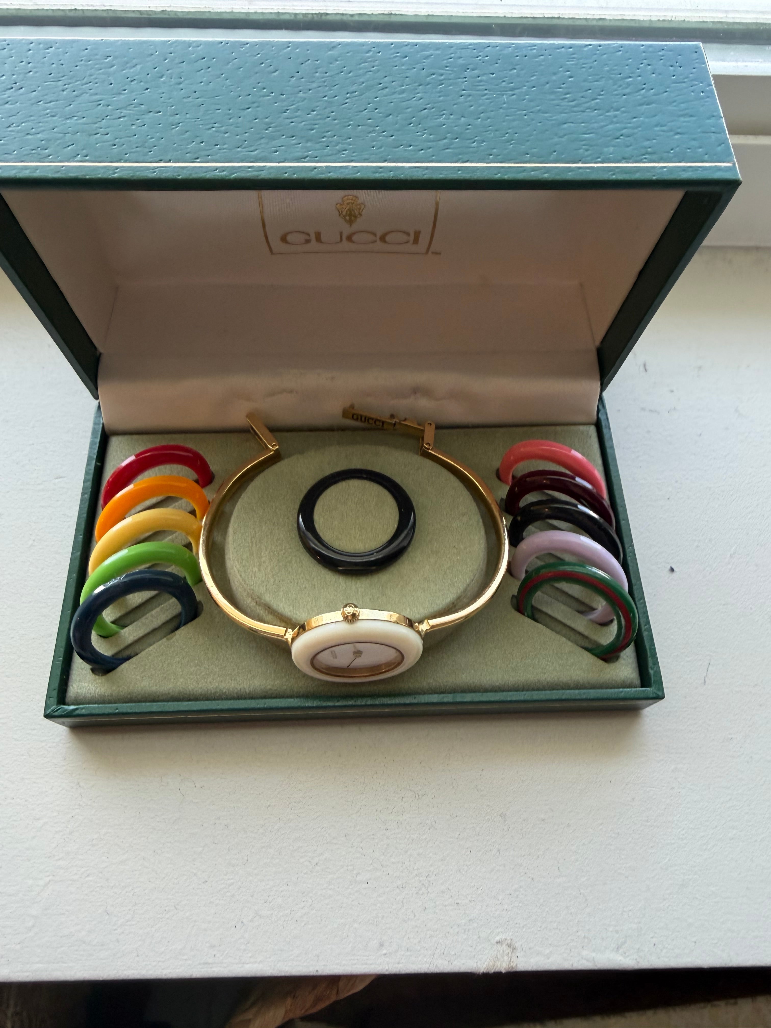 Vintage Gucci Change Bezel Watch Set | 1980s | 11 Interchangeable Bezels + Original Box