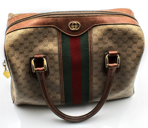 Gucci Vintage Micro Gucci Supreme Sherry Line Boston Bag