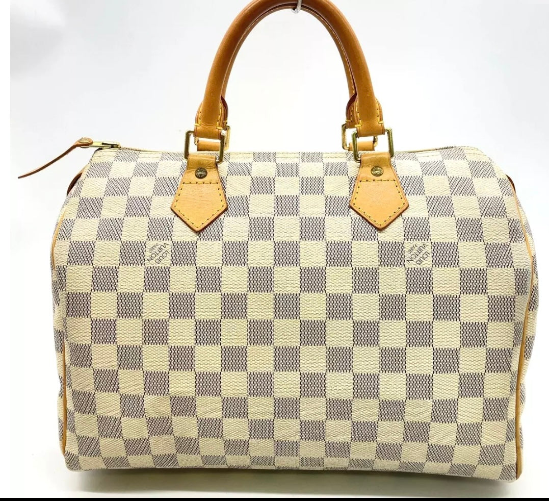 Louis Vuitton Speedy 30 Damier Azur Canvas | 2007 Vintage Top Handle Bag