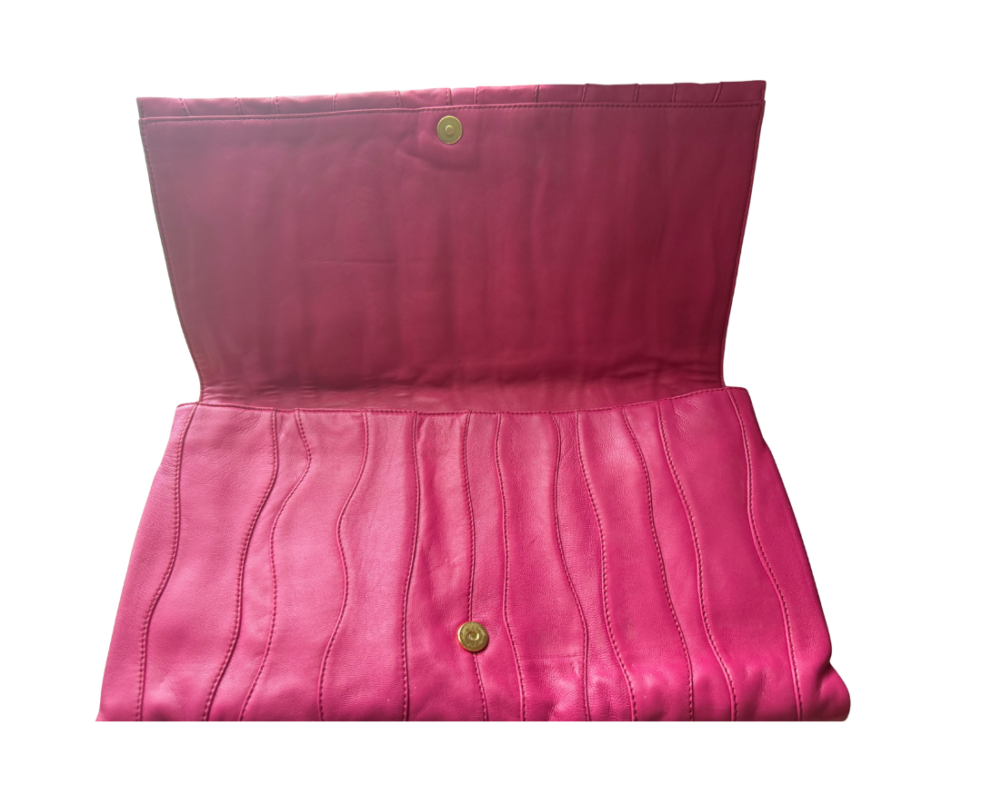 Prada Nappa Stripes Peonia Leather Clutch