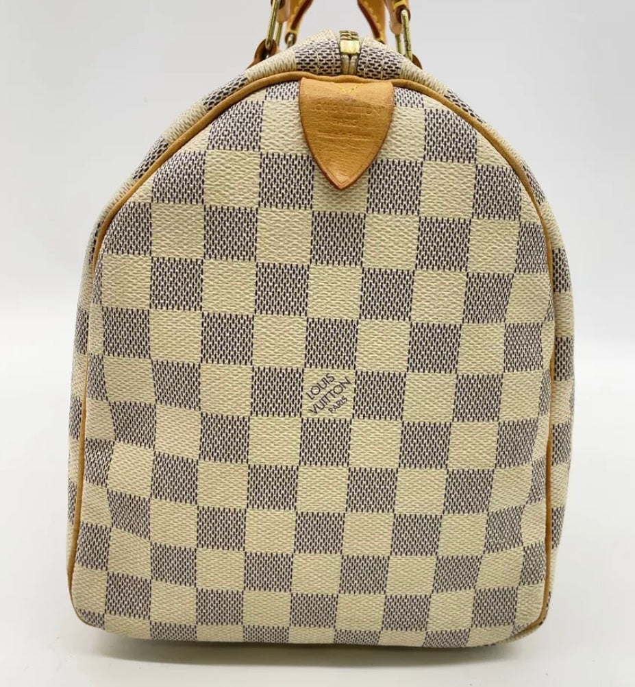 Louis Vuitton Speedy 30 Damier Azur Canvas | 2007 Vintage Top Handle Bag