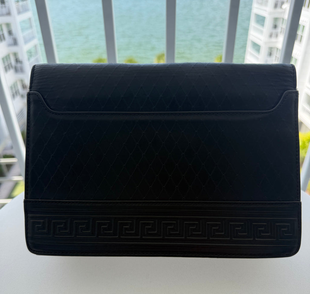 Vintage Gianni Versace Black Leather Medusa Clutch
