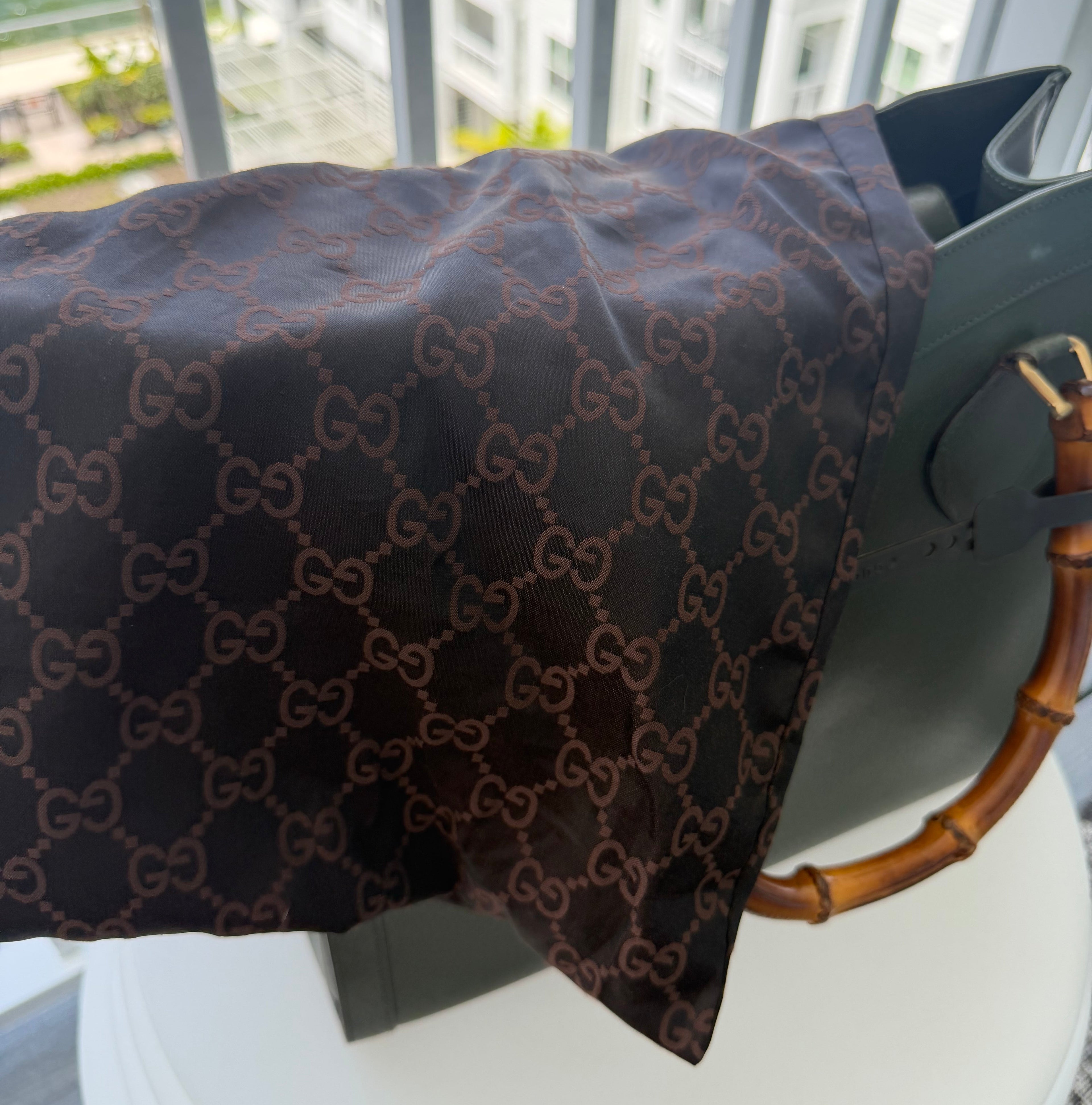 Vintage Gucci Large Diana Bamboo Tote in Forest Green Leather
