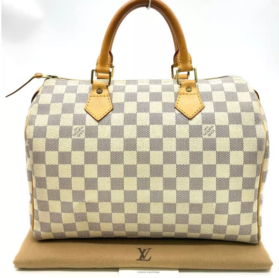 Louis Vuitton Speedy 30 Damier Azur Canvas | 2007 Vintage Top Handle Bag