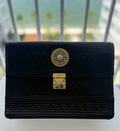 Vintage Gianni Versace Black Leather Medusa Clutch